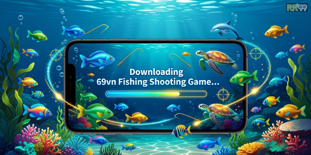 Hình minh họa khái niệm tải game bắn cá 69vn với giao diện di động sống động